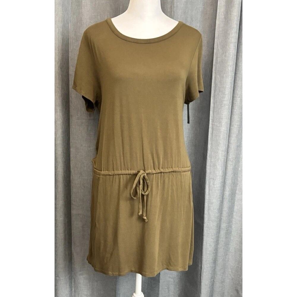 Chaser NWT Strappy Draped Back Drawstring Waist Mini Dress Green Size Medium